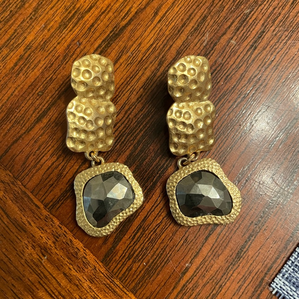 Christina Greene Waterfall earrings- gold and hematite